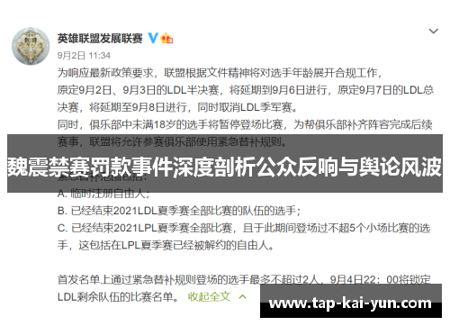 魏震禁赛罚款事件深度剖析公众反响与舆论风波 魏震禁赛罚款事件深度剖析公众反响与舆论风波
